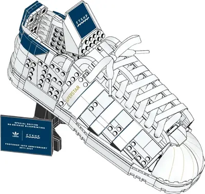 LEGO Icons 10282 Adidas Originals Superstar X Footshop 'Blueprinting' set