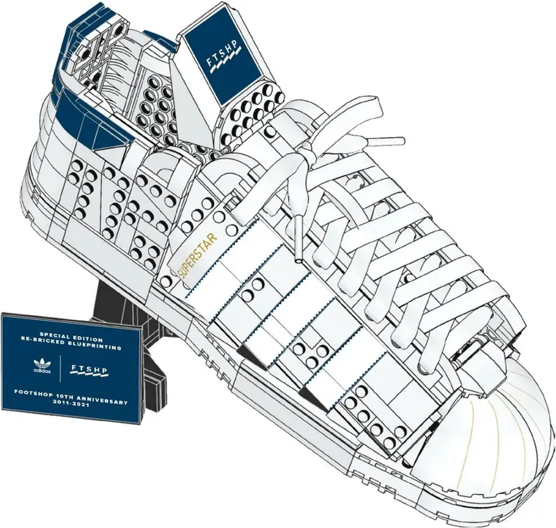 LEGO Icons 10282 Adidas Originals Superstar X Footshop 'Blueprinting' set