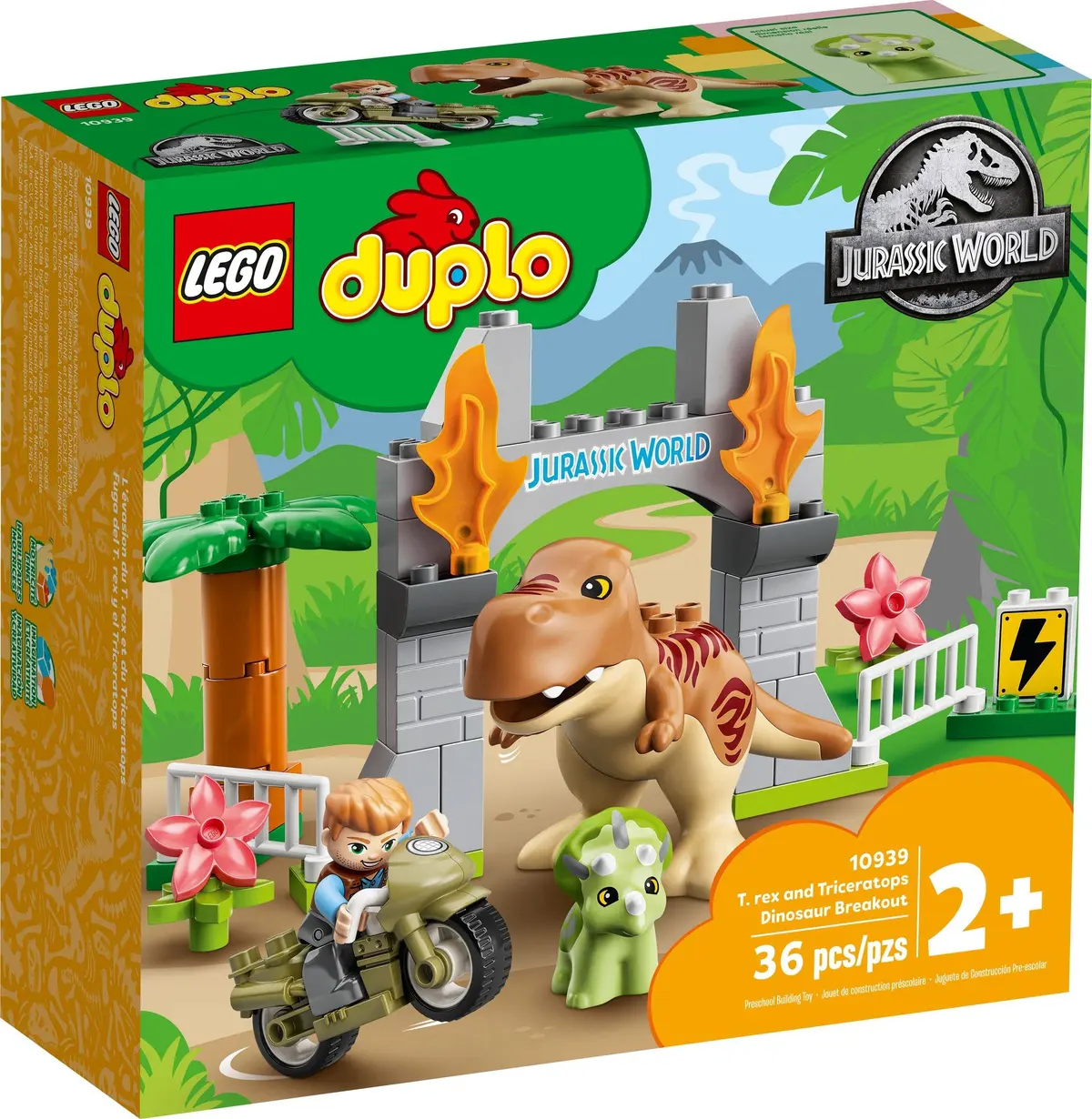 LEGO DUPLO 10939 T. rex and Triceratops Dinosaur Breakout set, image 2