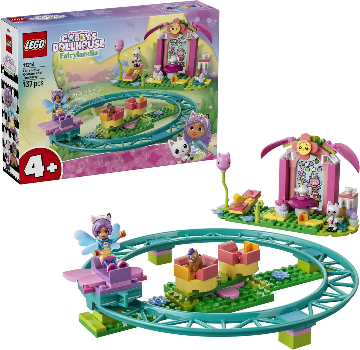 LEGO Gabby's Dollhouse 11214 Fairy Roller Coaster and Tea Party set, image 3