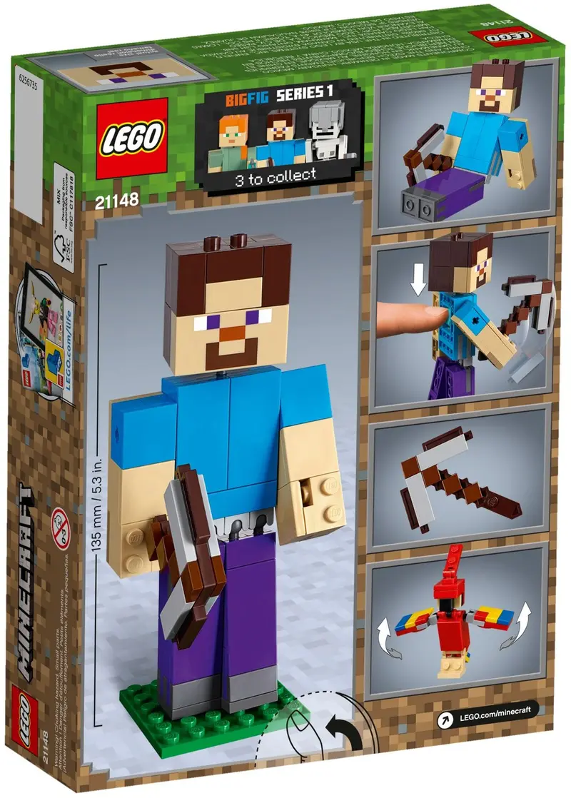 LEGO Minecraft 21148 Minecraft Steve BigFig with Parrot set, image 5