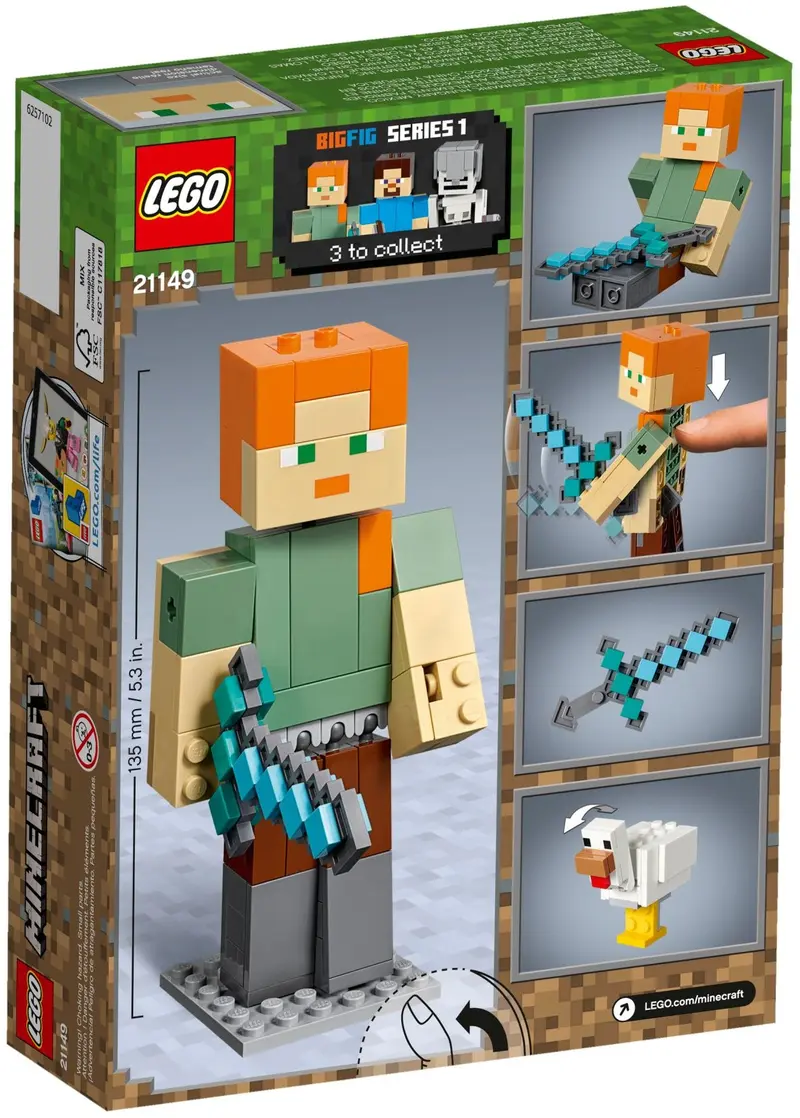 LEGO Minecraft 21149 Minecraft Alex BigFig with Chicken set, image 5