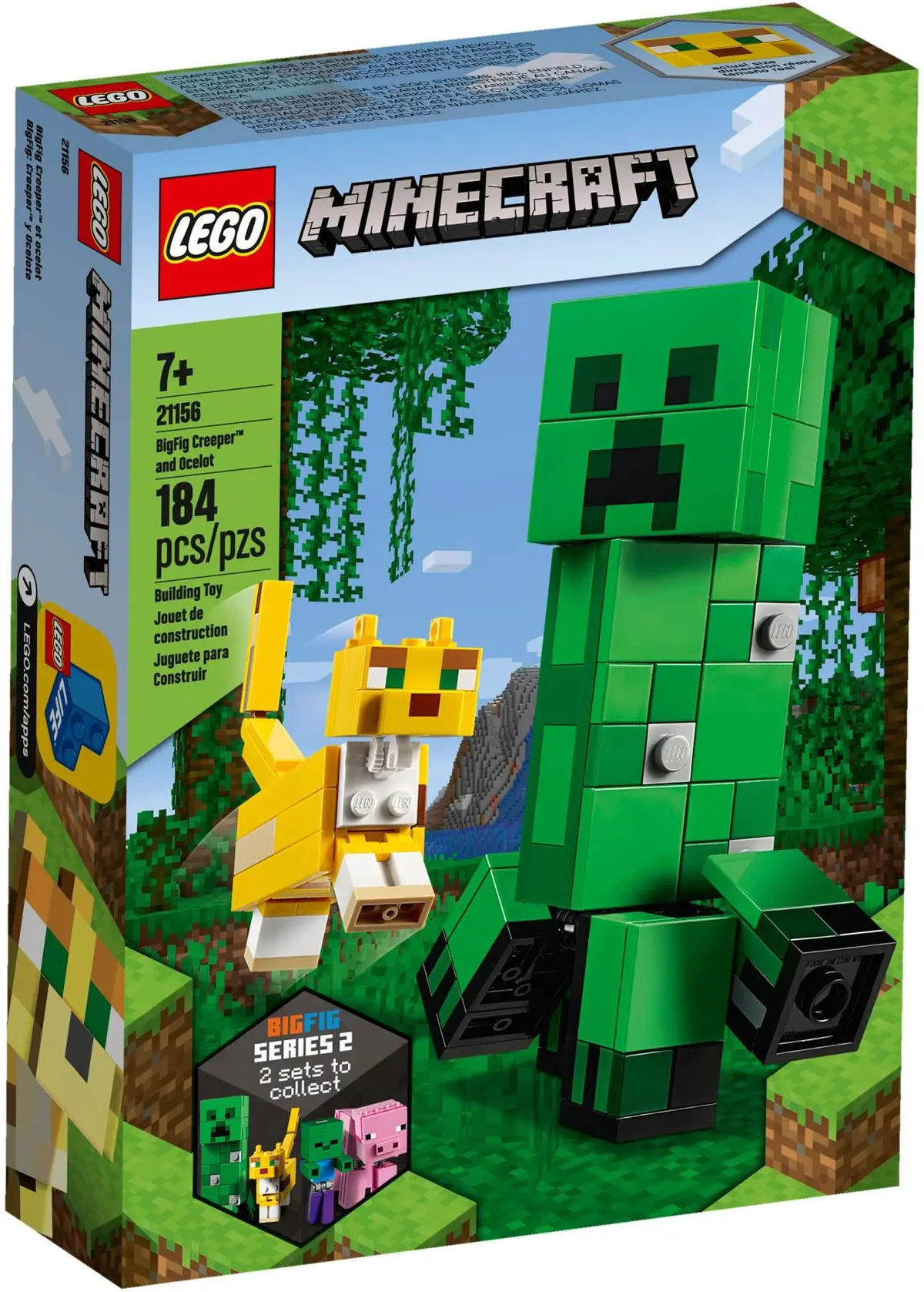 LEGO Minecraft 21156 BigFig Creeper and Ocelot set, image 2