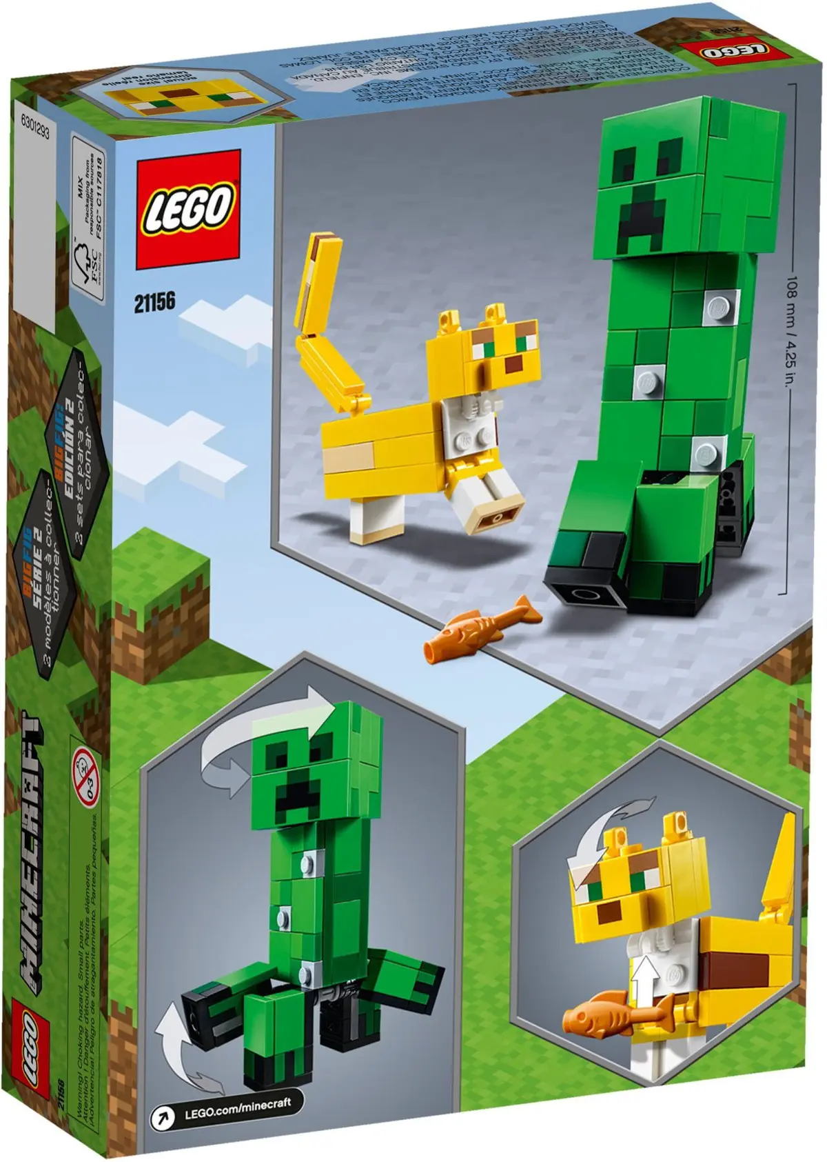 LEGO Minecraft 21156 BigFig Creeper and Ocelot set, image 5