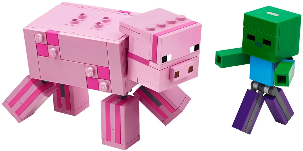 LEGO Minecraft 21157 BigFig Pig with Baby Zombie set