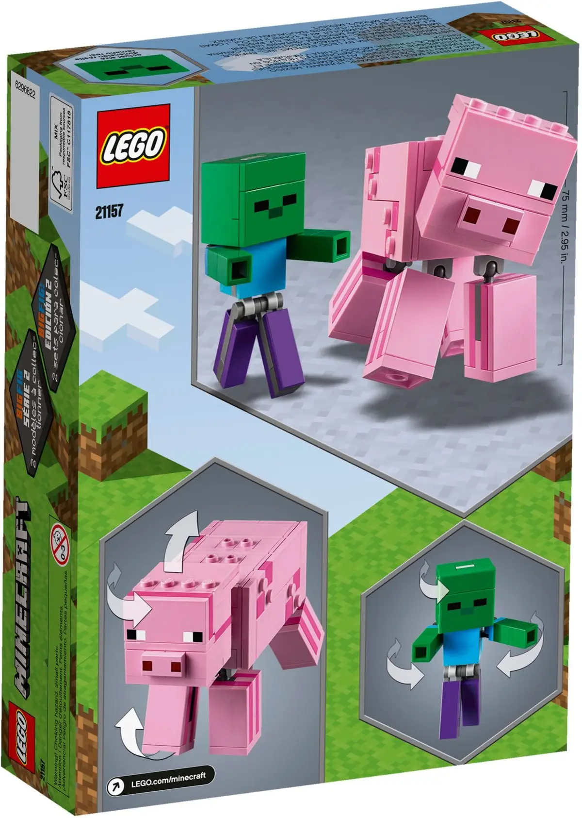 LEGO Minecraft 21157 BigFig Pig with Baby Zombie set, image 5