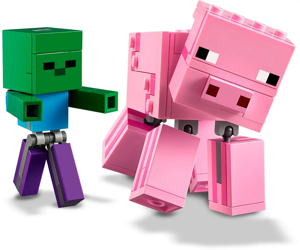 LEGO Minecraft 21157 BigFig Pig with Baby Zombie set, image 4
