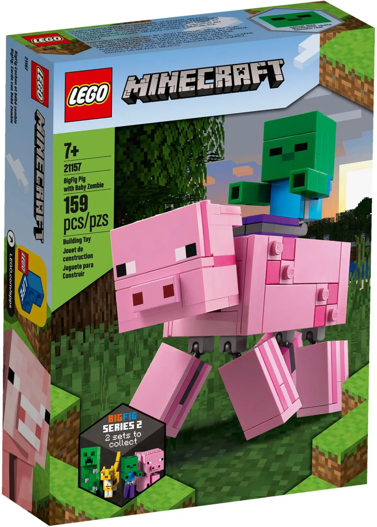 LEGO Minecraft 21157 BigFig Pig with Baby Zombie set, image 2