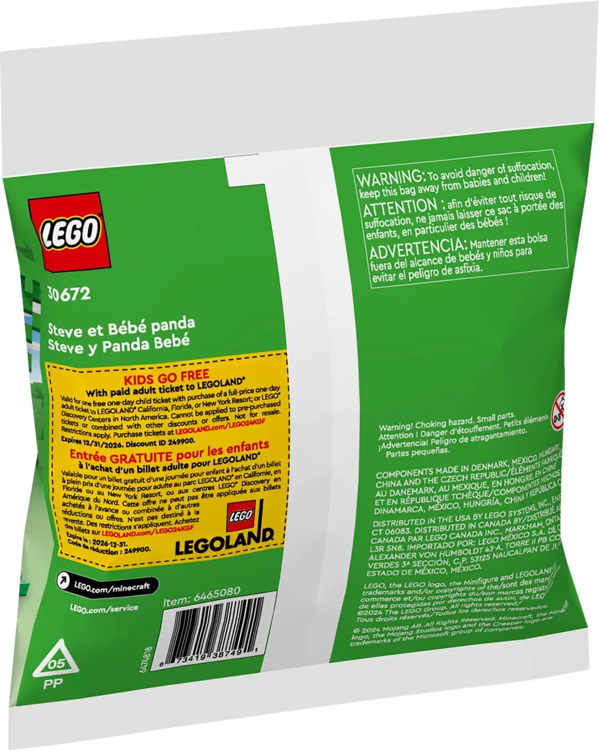 LEGO Minecraft 30672 Steve and Baby Panda set, image 3