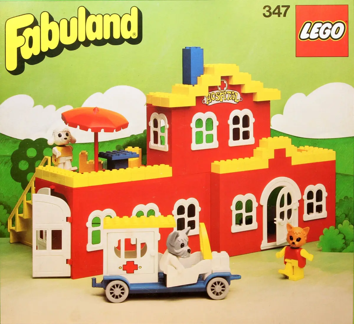 LEGO Fabuland 347 Hospital - Lucy Lamb and Charlie Cat Visit Dr. Dog set