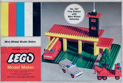 LEGO Samsonite 347 Fire Station with Mini-Wheel Vehicles set