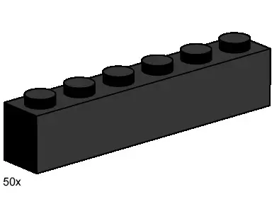 LEGO Bulk Bricks 3473 1x6 Black Bricks set
