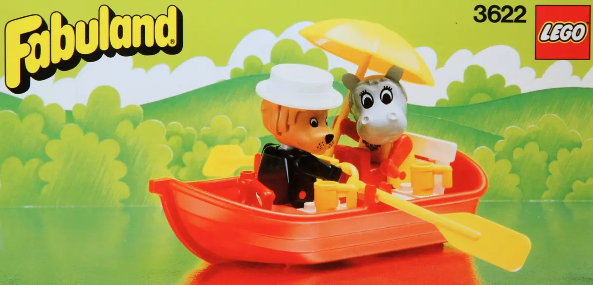 LEGO Fabuland 3622 Rowboat with Lionel Lion and Hannah Hippopotamus set