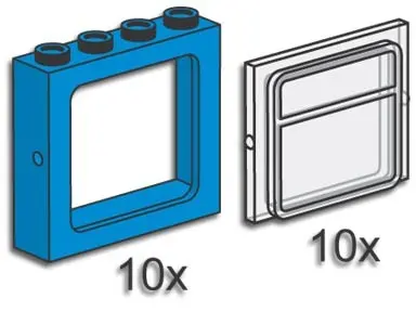 LEGO Bulk Bricks 3734 Blue Train Windows with Panes set