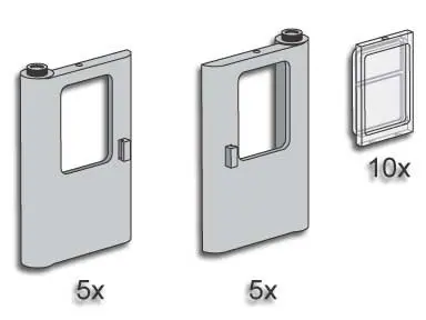 LEGO Bulk Bricks 3735 Grey Train Doors with Panes set