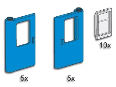 LEGO Bulk Bricks 3736 Blue Train Doors with Panes set