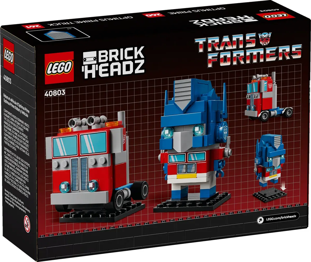 LEGO BrickHeadz 40803 Optimus Prime Robot & Vehicle set, image 2