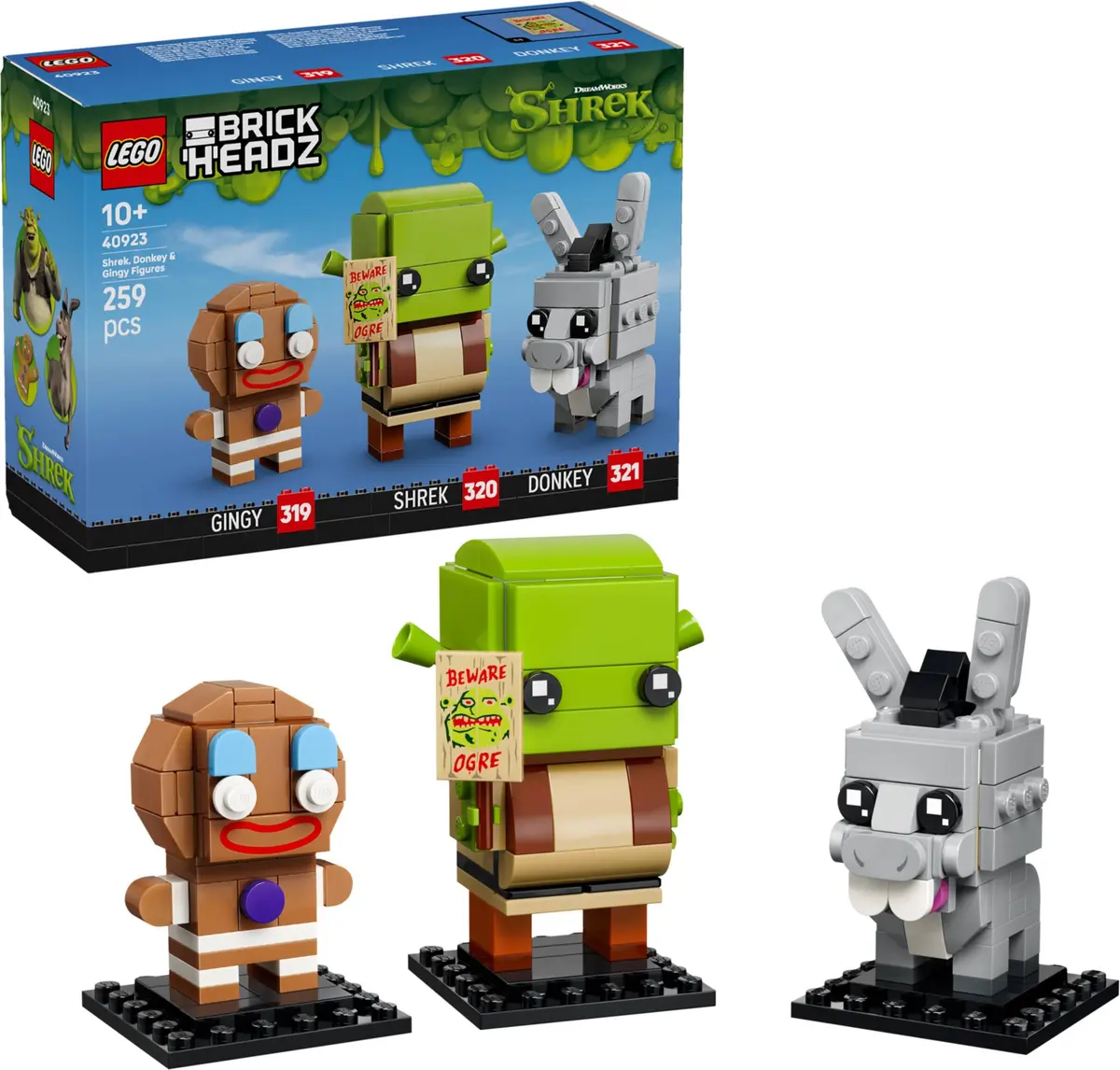 LEGO BrickHeadz 40923 Shrek, Donkey & Gingy Figures set, image 4