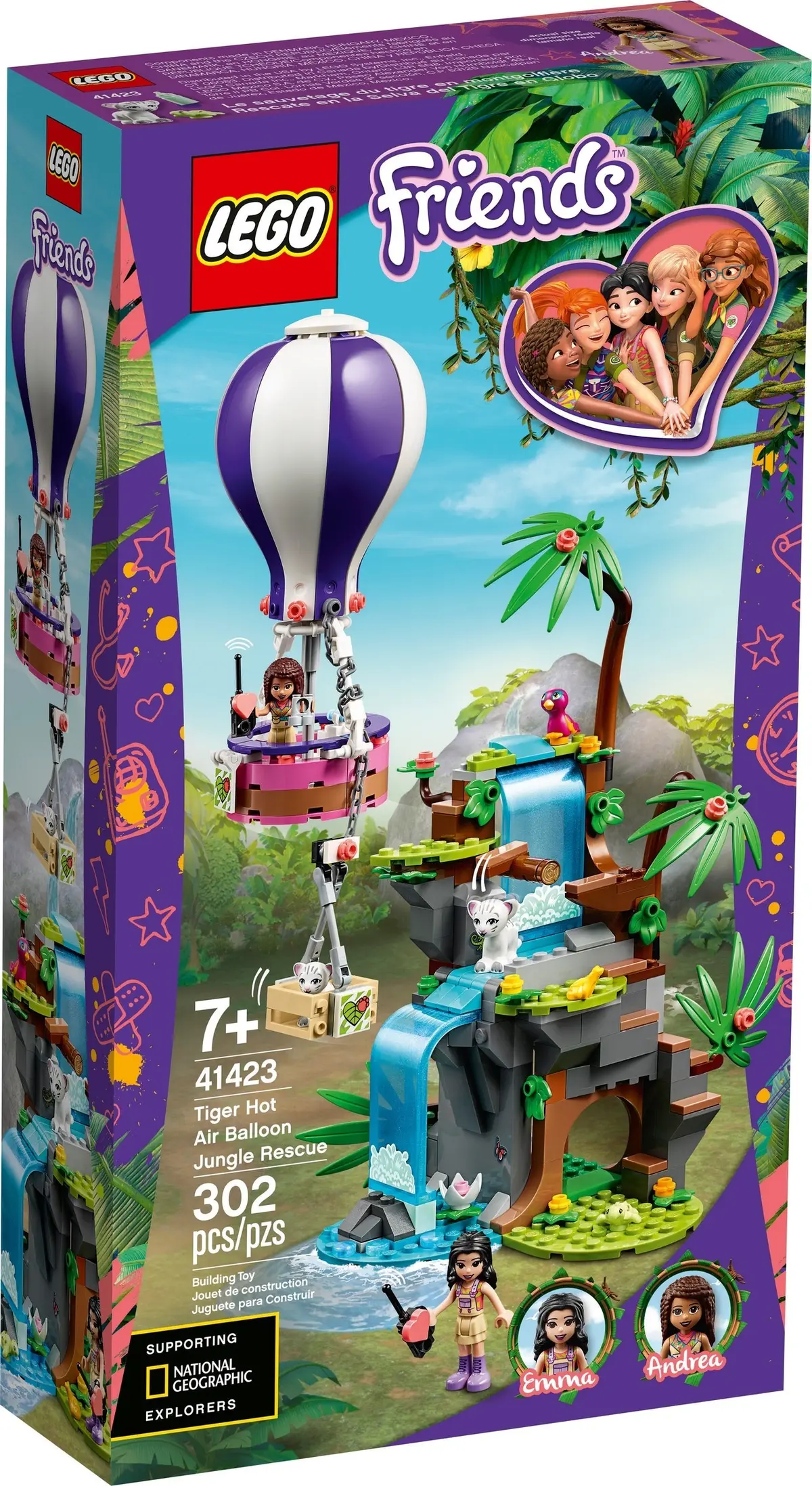 LEGO Friends 41423 Tiger Hot Air Balloon Jungle Rescue set, image 2