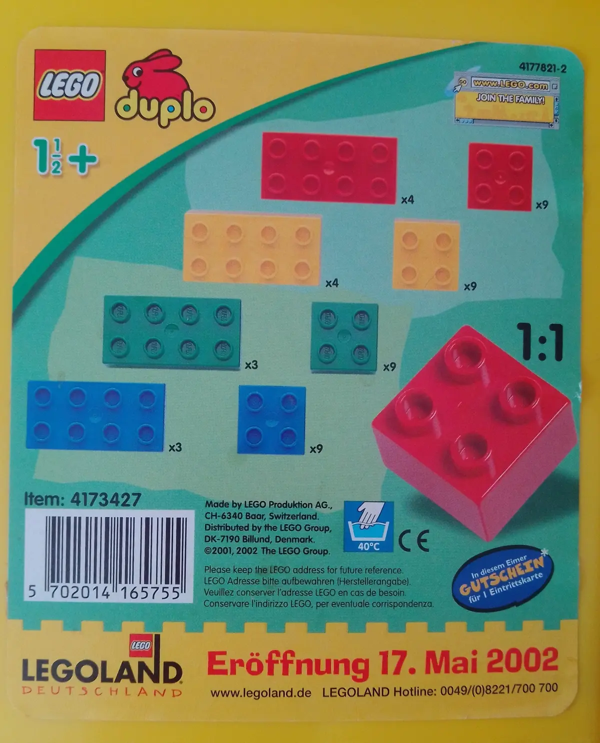 LEGO DUPLO 4173427 LEGOLAND Germany Yellow Bucket set, image 2