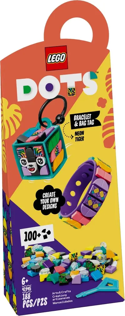 LEGO Dots 41945 Neon Tiger Bracelet & Bag Tag set, image 2