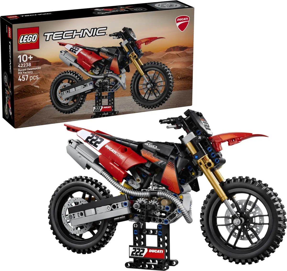 LEGO Technic 42238 Ducati Desmo450 MX Factory Motorcycle set, image 4