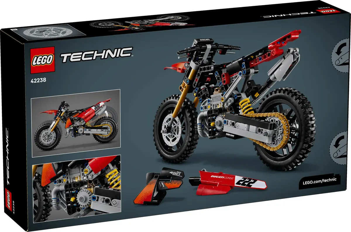 LEGO Technic 42238 Ducati Desmo450 MX Factory Motorcycle set, image 3