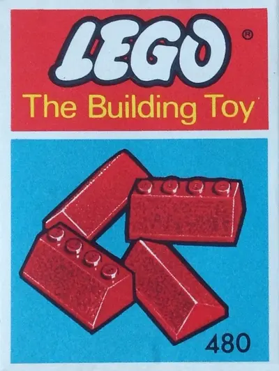 LEGO System 480 Slopes and Slopes Double 2 x 4, Red (The Building Toy) set