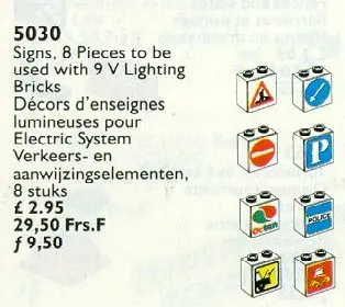 LEGO Service Packs 5030 Signs for Use with Lighting Bricks 9V set