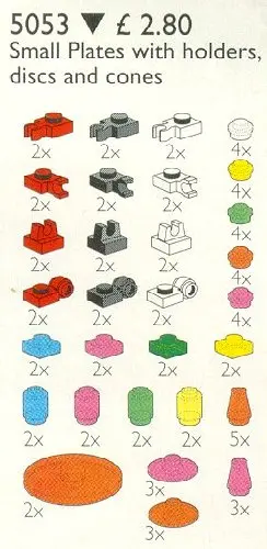 LEGO Service Packs 5053 Small Plates with Tool Holders, Disks and Cones (Transparent Bricks) set