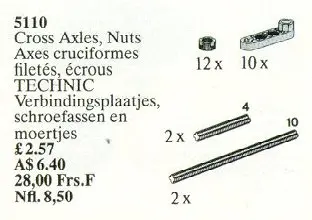 LEGO Service Packs 5110 Cross Axles, Nuts set