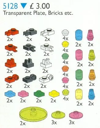 LEGO Service Packs 5128 Transparent Plates, Bricks, Toolholders set