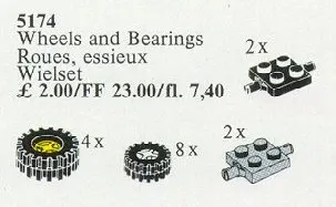 LEGO Service Packs 5174 Wheels and Bearings (Grooved Tyres and Hubs) set