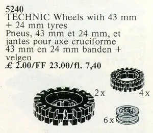 LEGO Service Packs 5240 6 Wheel Hubs and Tyres 24 mm (4) and 43 mm (2) set