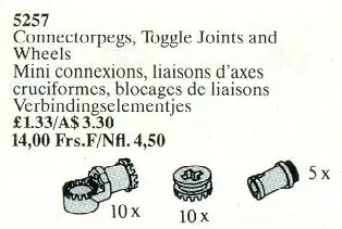 LEGO Service Packs 5257 Connector Pegs, Toggle Joints and Wheels set