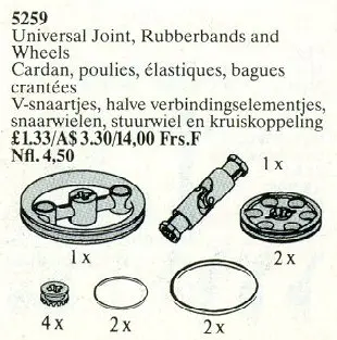 LEGO Service Packs 5259 Universal Joint, Rubber Bands and Wheels set