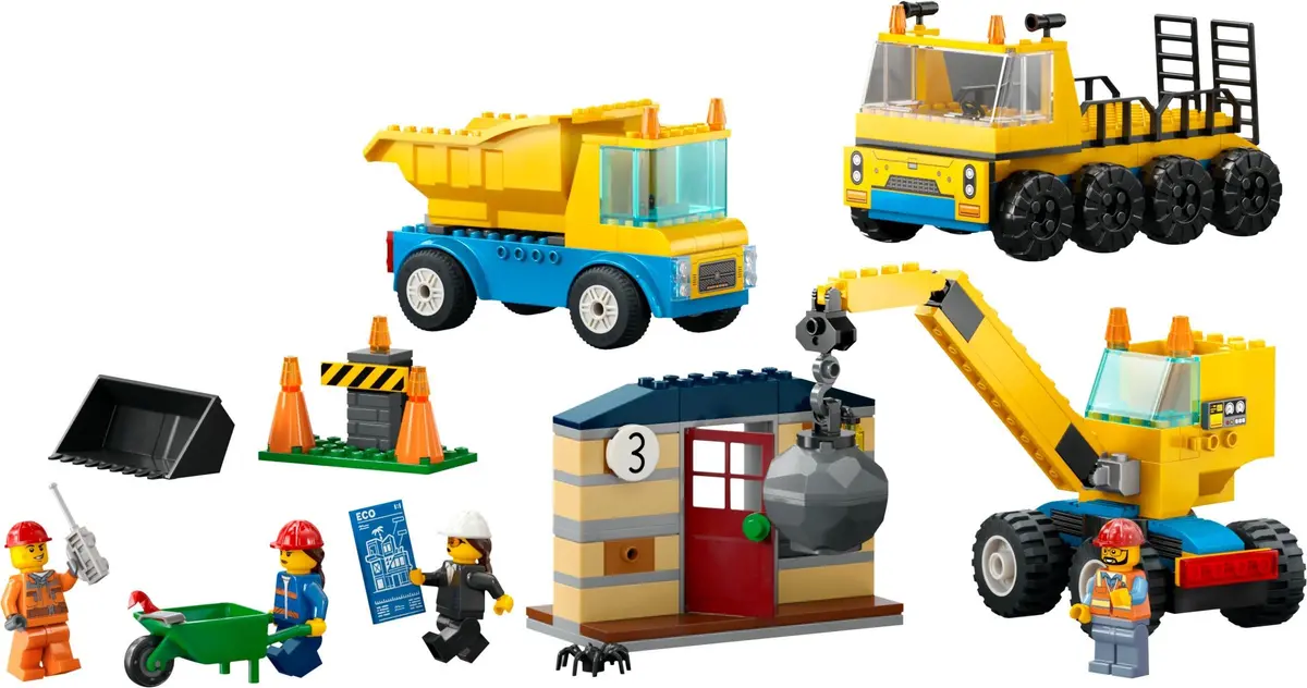 LEGO City 60391 Construction Trucks and Wrecking Ball Crane set
