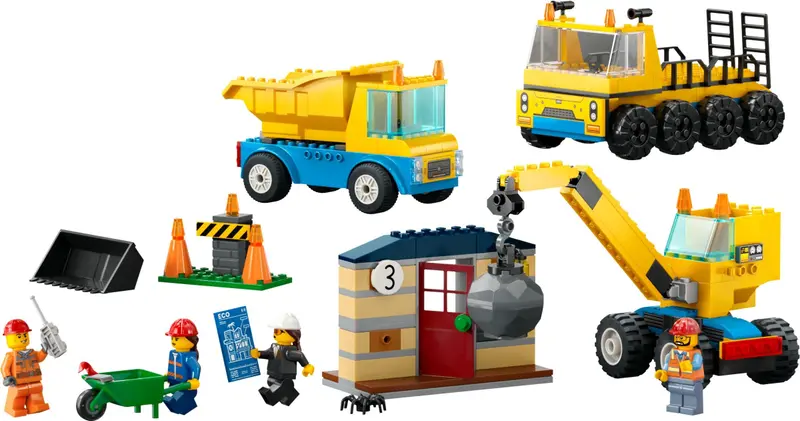 LEGO City 60391 Construction Trucks and Wrecking Ball Crane set