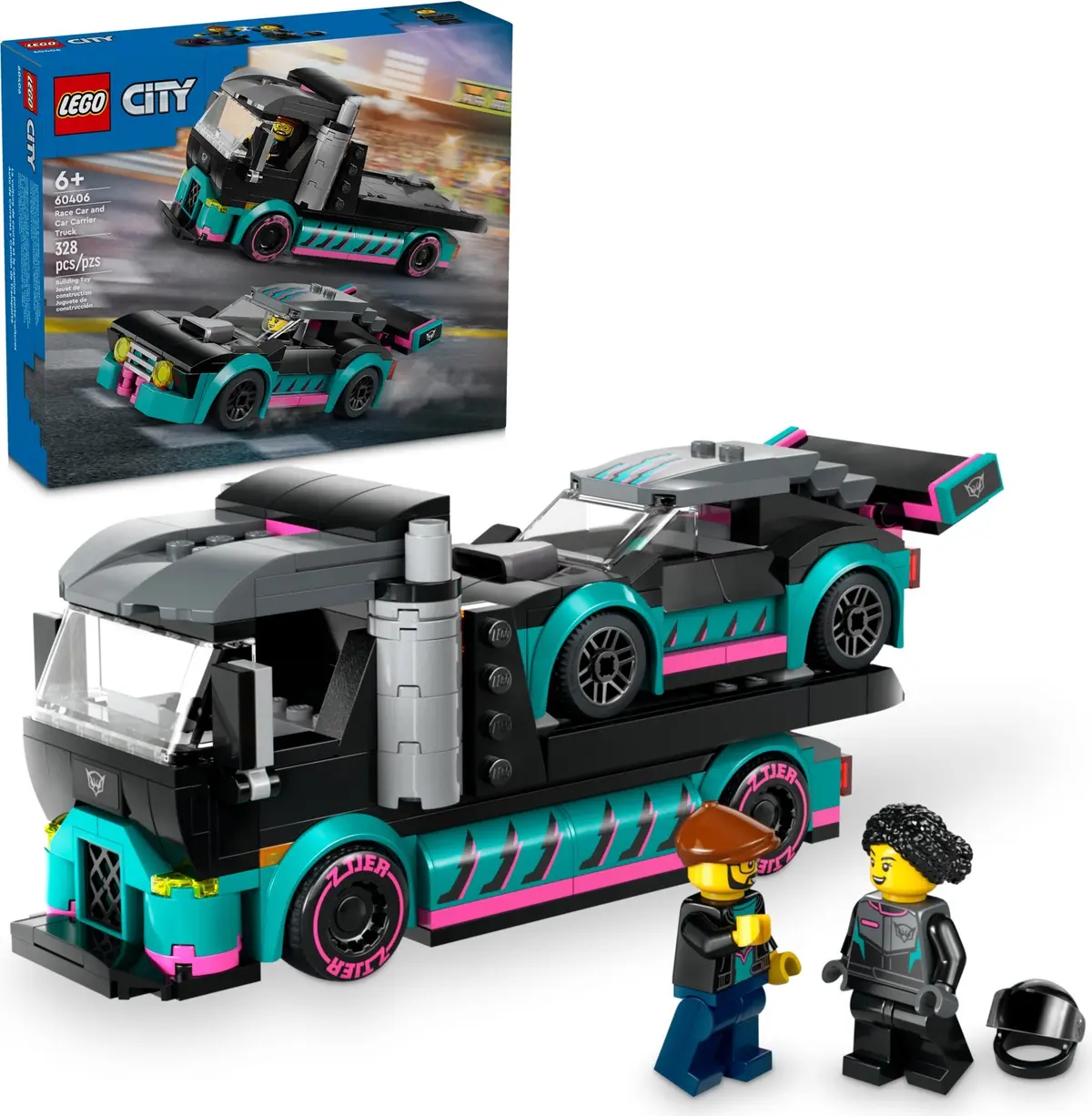 LEGO City 60406 Race Car and Car Carrier Truck set, image 2