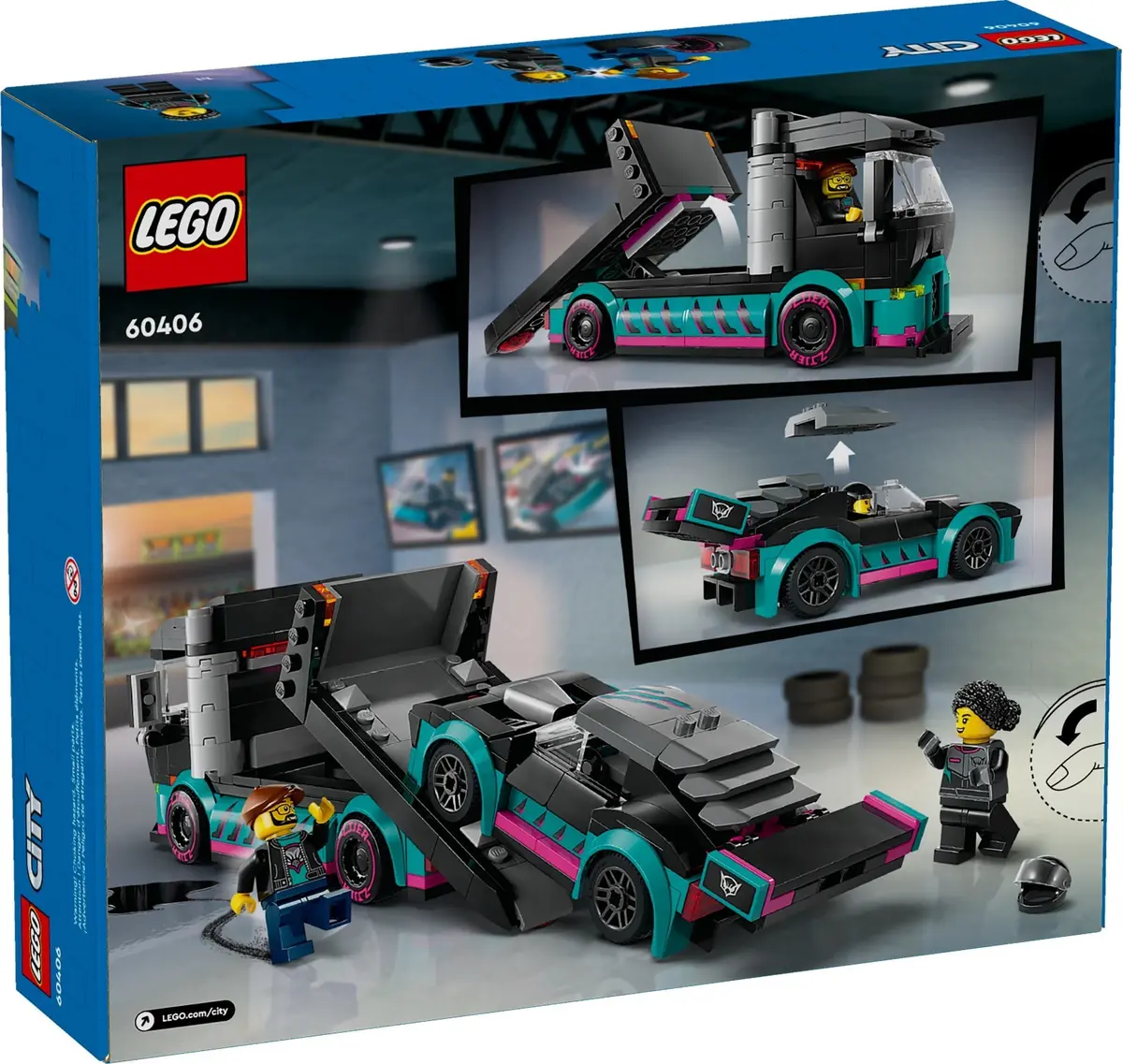 LEGO City 60406 Race Car and Car Carrier Truck set, image 9