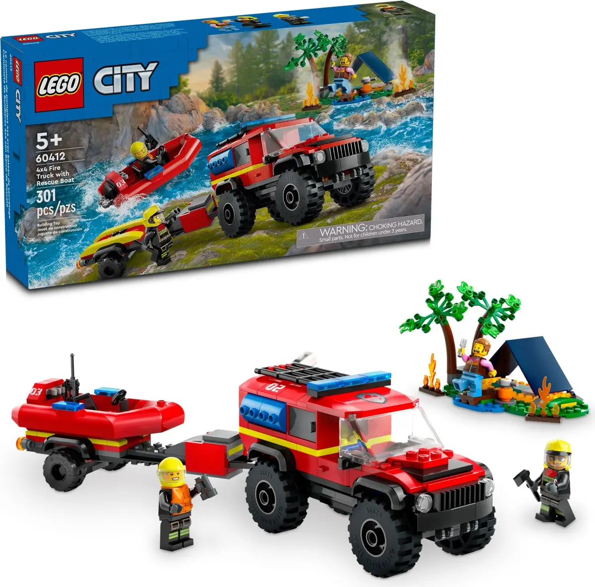 LEGO City 60412 4x4 Fire Truck with Rescue Boat set, image 2