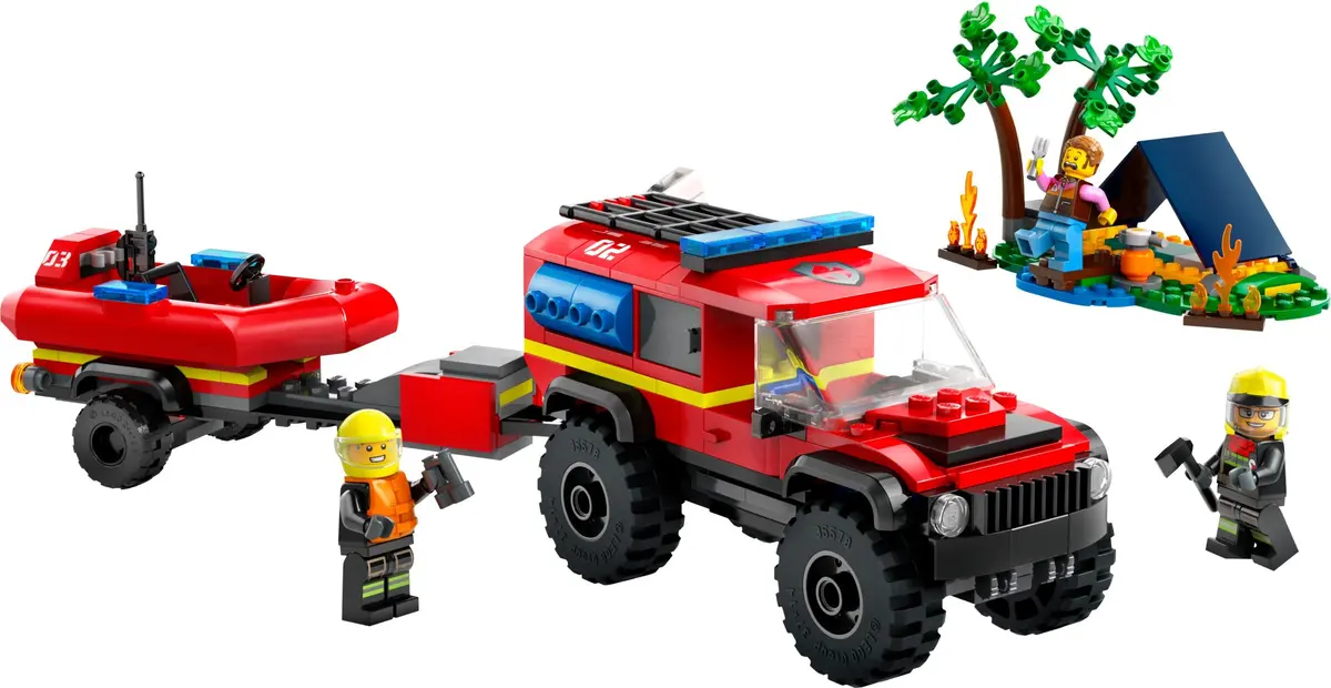 LEGO City 60412 4x4 Fire Truck with Rescue Boat set