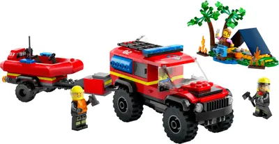 LEGO City 60412 4x4 Fire Truck with Rescue Boat set