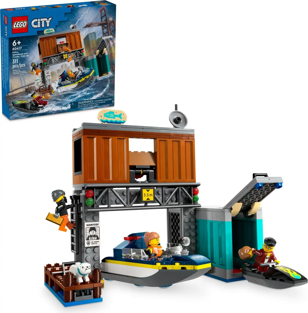 LEGO City 60417 Police Speedboat and Crooks' Hideout set, image 2