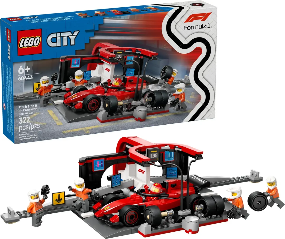 LEGO City 60443 F1 Pit Stop & Pit Crew with Ferrari Car set, image 3