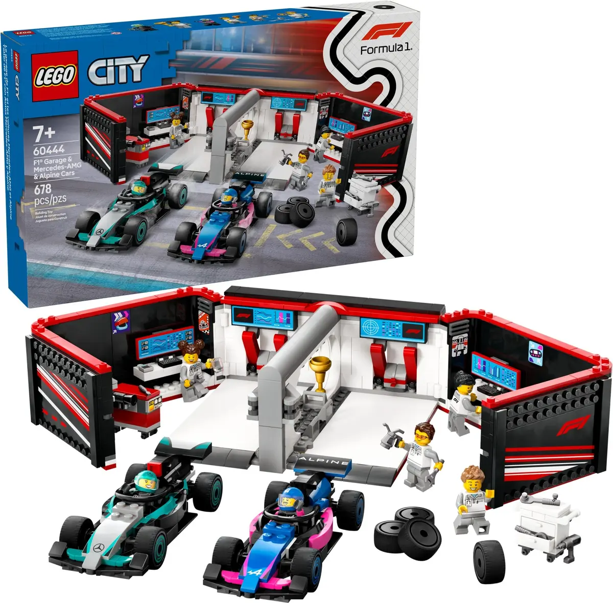LEGO City 60444 F1 Garage & Mercedes-AMG & Alpine Cars set, image 3