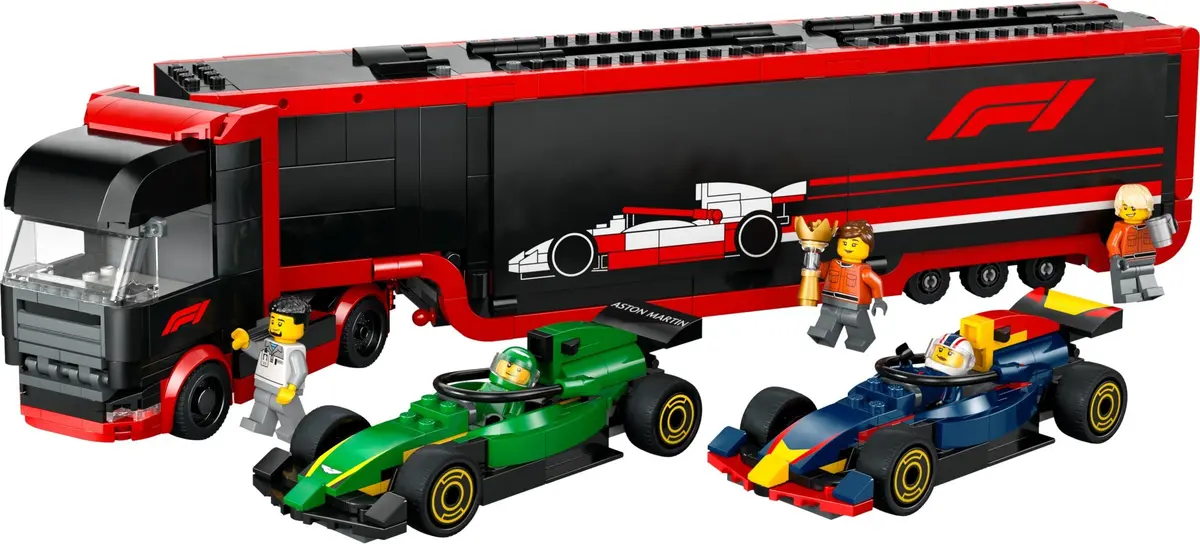 LEGO City 60445 F1 Truck with RB20 & AMR24 F1 Cars set