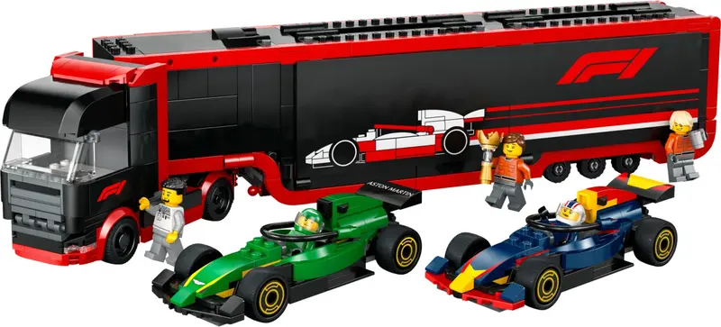 LEGO City 60445 F1 Truck with RB20 & AMR24 F1 Cars set