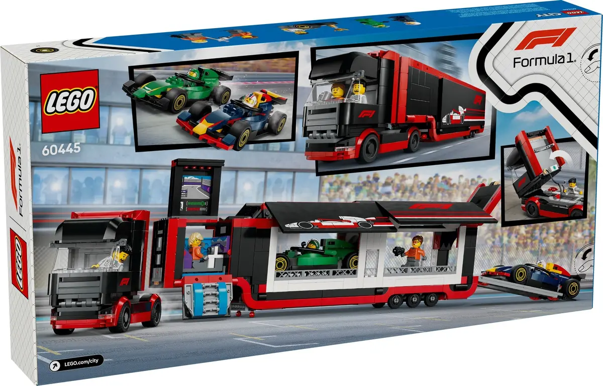 LEGO City 60445 F1 Truck with RB20 & AMR24 F1 Cars set, image 2
