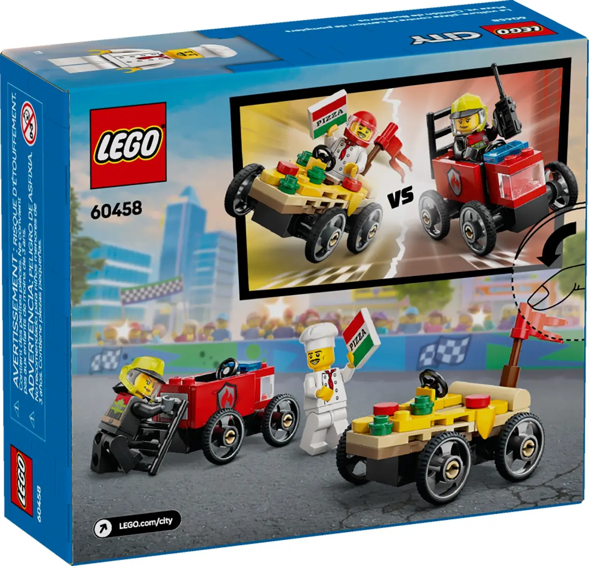 LEGO City 60458 Pizza vs. Fire Truck Race Car Pack set, image 2